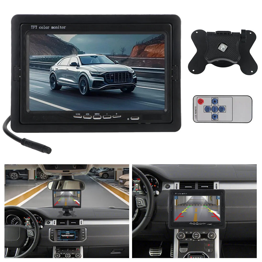 9V-35V Car Rearview Monitor HD Video Support 7 Inch TFT Screen Full Color Display Reverse Priority Universal Auto Parking Assist