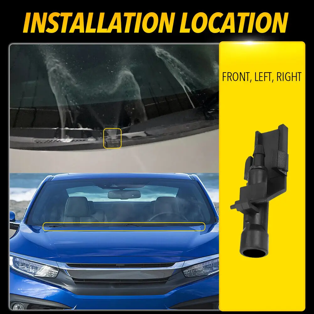 

2pcs Car Front Windscreen Washer Jet Black ABS Plastic Left Right For Honda Civic 2017-2021 OEM76810TGGE01 Car Accessories