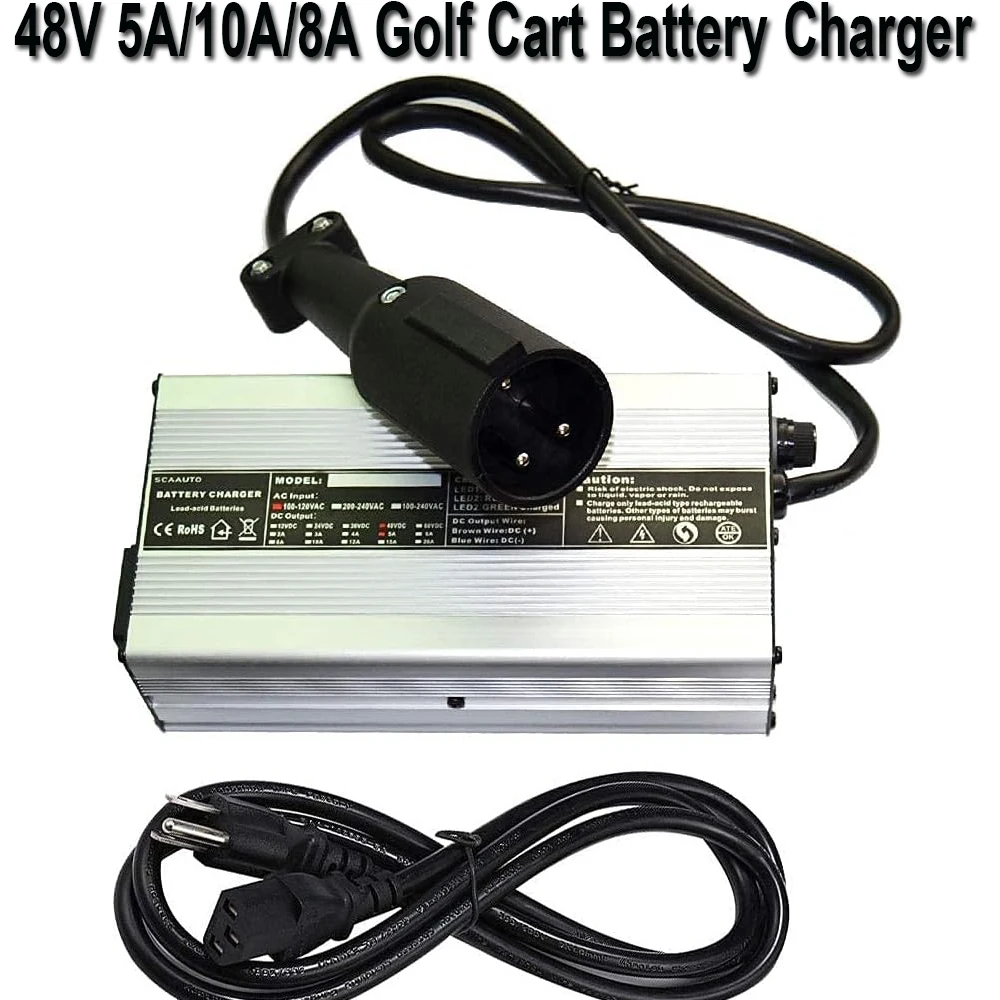 

48 Volt 15A Golf Cart Battery Charger for Club Car,15 Amp Smart 48 Volt Battery Charger,3 Pin Golf Cart Charger 48v for Club Car