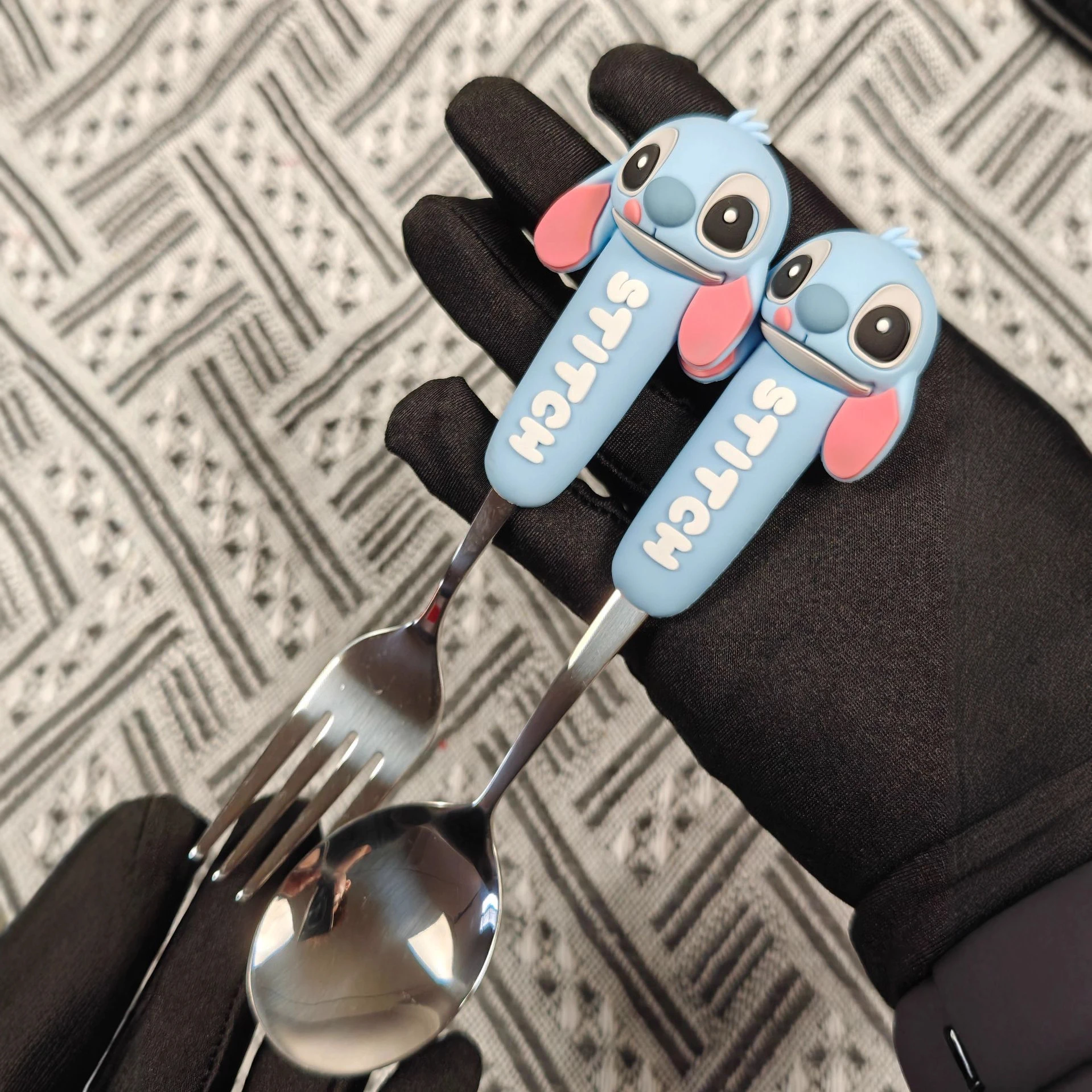 Stitch Suit Tableware Spoon Fork Cartoon Cute Chopsticks Tableware Stainless Steel