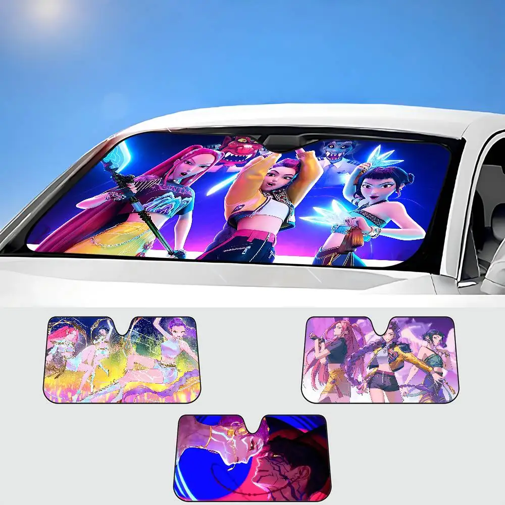 Kpop Demon Anmie H-Hunters الزجاج الأمامي ظلة نافذة السيارة غطاء الزجاج الأمامي الشمس الظل السيارات الشمس قناع سيارة يغطي حماية السيارة