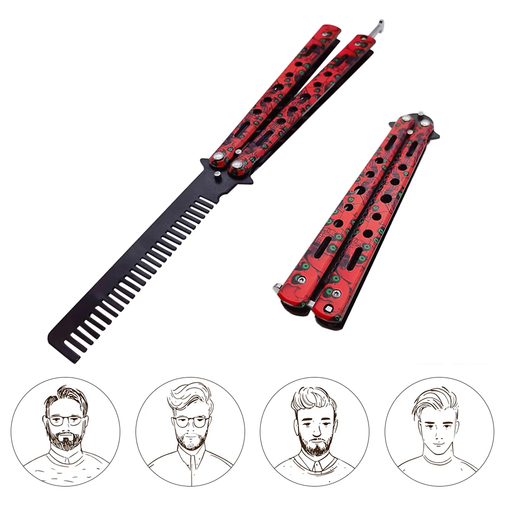 Hot Portable Practice Butterfly Knife Foldable Butterfly Knife Hair Comb Beauty Barber Tool Training Knives Outdoor Trainer Game