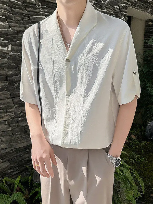 

Повседневная мужская ort Sve irt, летняя модная свободная версия-стойка из полиэфирного волокна для молодых мужчин