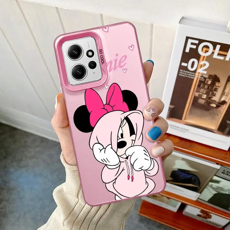 Phone Case for Redmi Note 13 12 11 Pro Plus 10 9 9S 13C A1 A2 12S 11S Silver Plating Cover Mickey Minnie Mouse Donald Saisy Duck