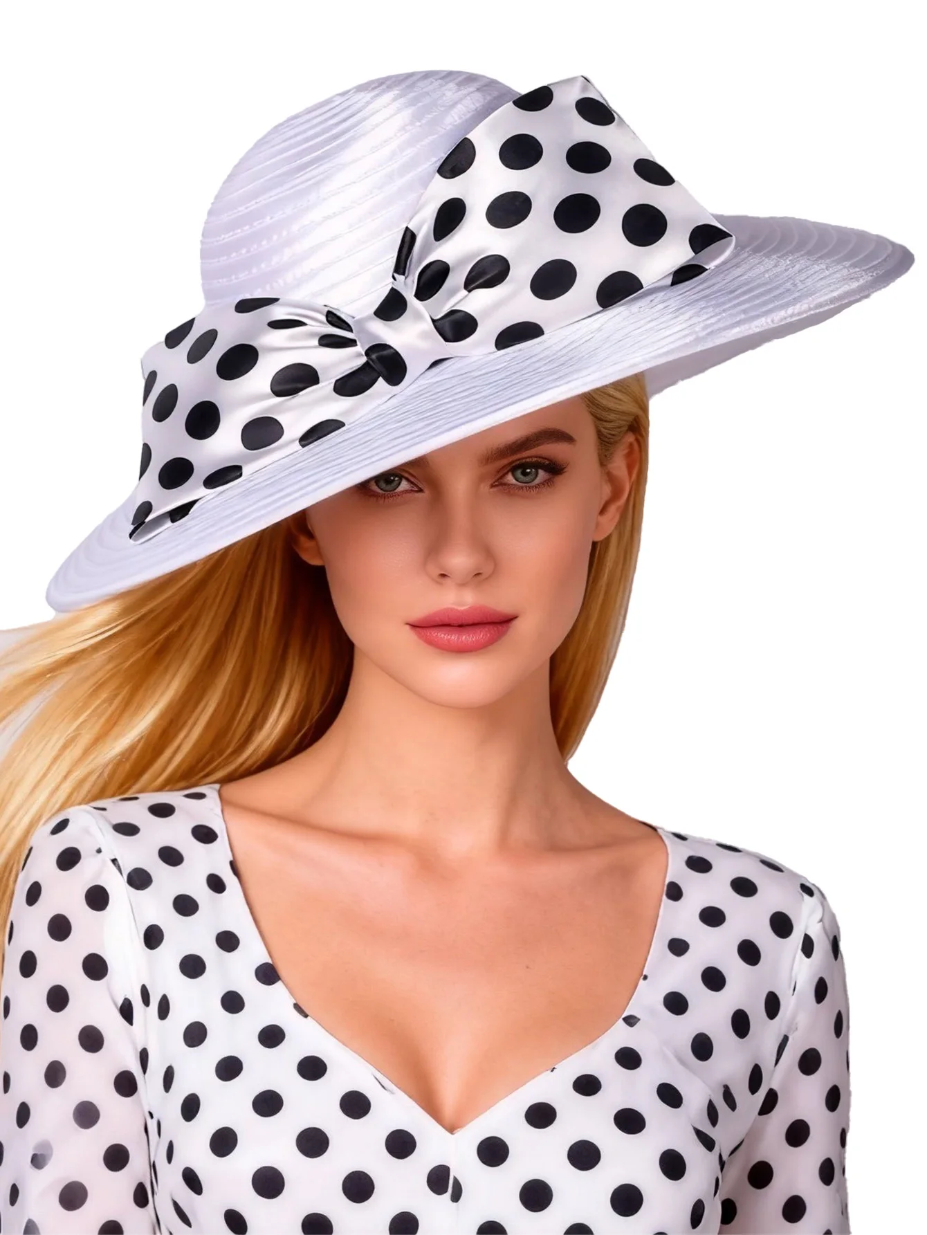 Women Wide Brim Patchwork Kentucky Fedora Hat with Big Bow Raffia Pinky Fedora - Soft and Breathable Summer Fedora for  main image 2