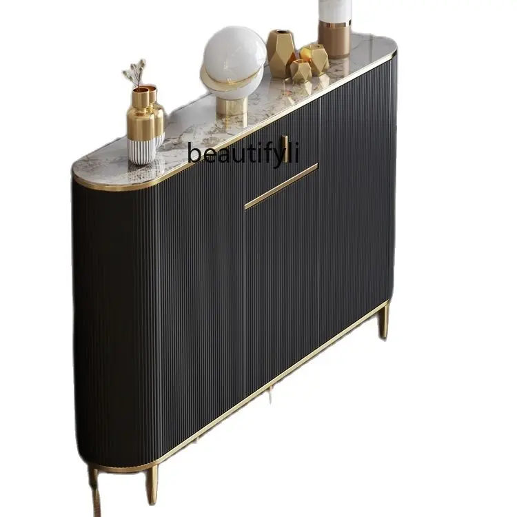 zq Ultra-Thin Sideboard Cabinet Affordable Luxury Style Entrance Cabinet Modern Minimalist Stone Plate Locker