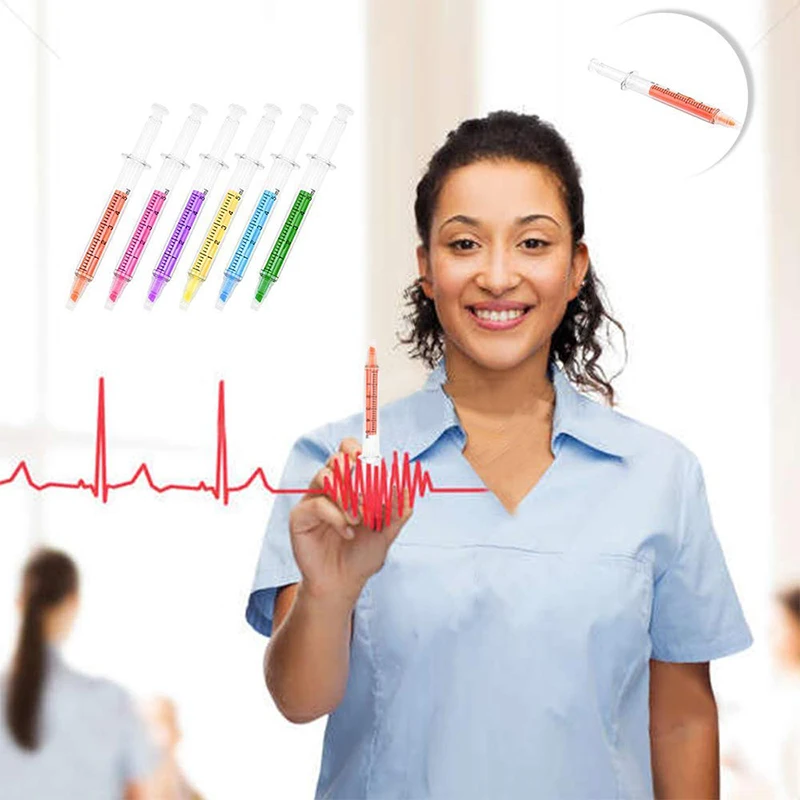 120 قطعة حقنة حقن شفافة غير سامة شكل 6 ألوان أقلام الفلورسنت بالجملة