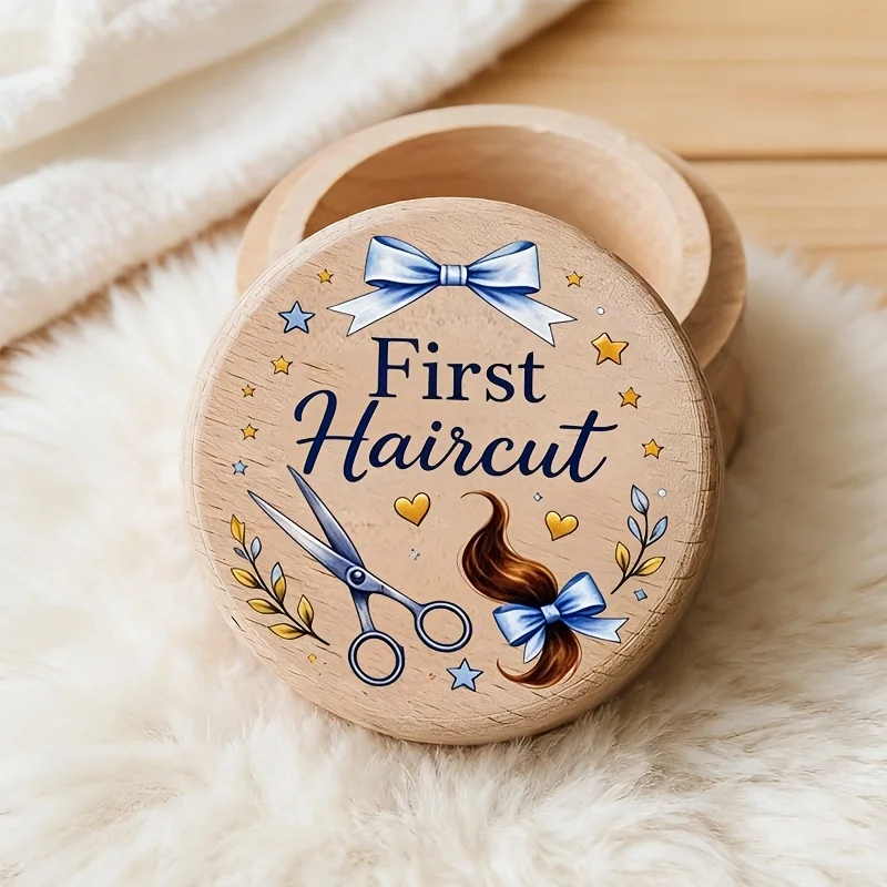 1PCS 2D Wooden First Haircut Box Umbilical Cord Commemorative Storage Teething Baby Teeth Preservation Baptism Birth Gift