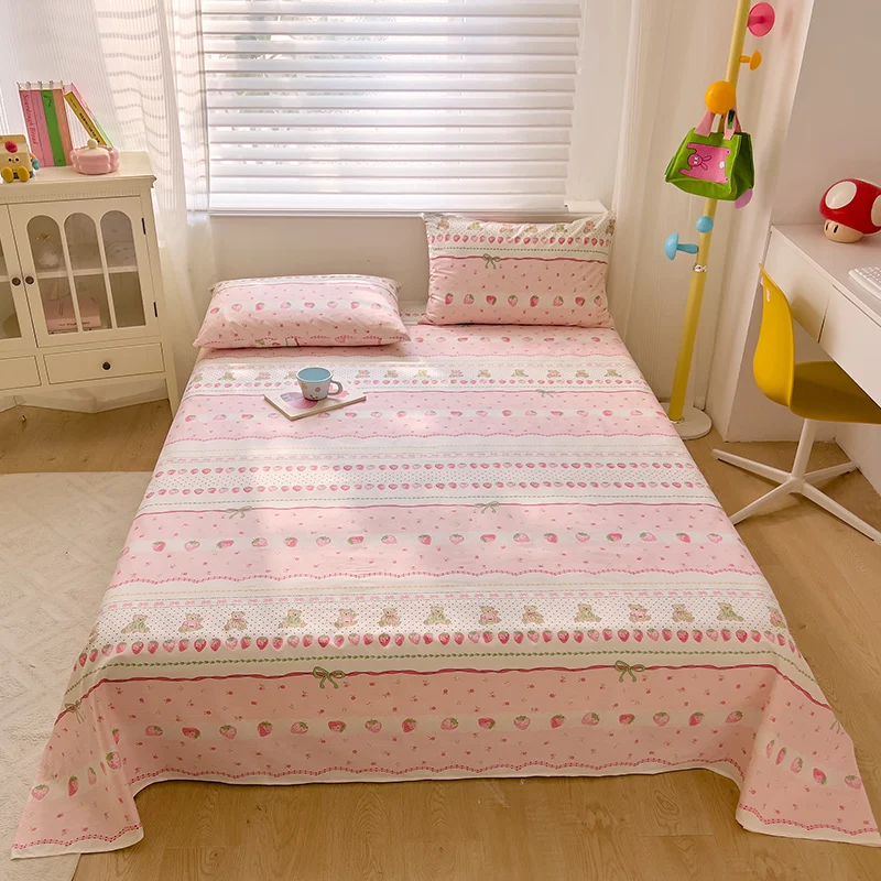 Sábanas planas con estampado rosa de algodón 100% para cama doble individual/Queen/King, sábanas estampadas reactivas para camas sabanas cama 120x230