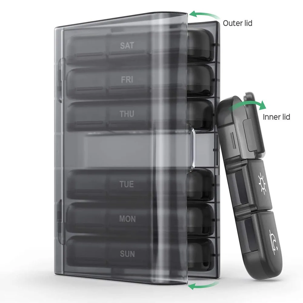 Portable 21 Grid Medicine Box Medicine Splitters Tablet Pill Holder Outdoor Travel Storage Organizer Container Case Pill Box