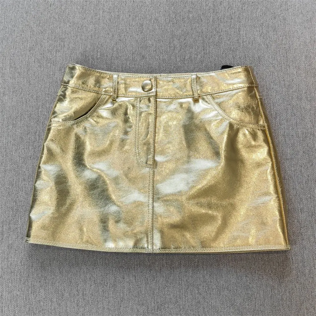 

Sexy Large Size High Waist PU Skirt A-Line Hip Short Spice Girl Style for Spring And Summer European American Trend