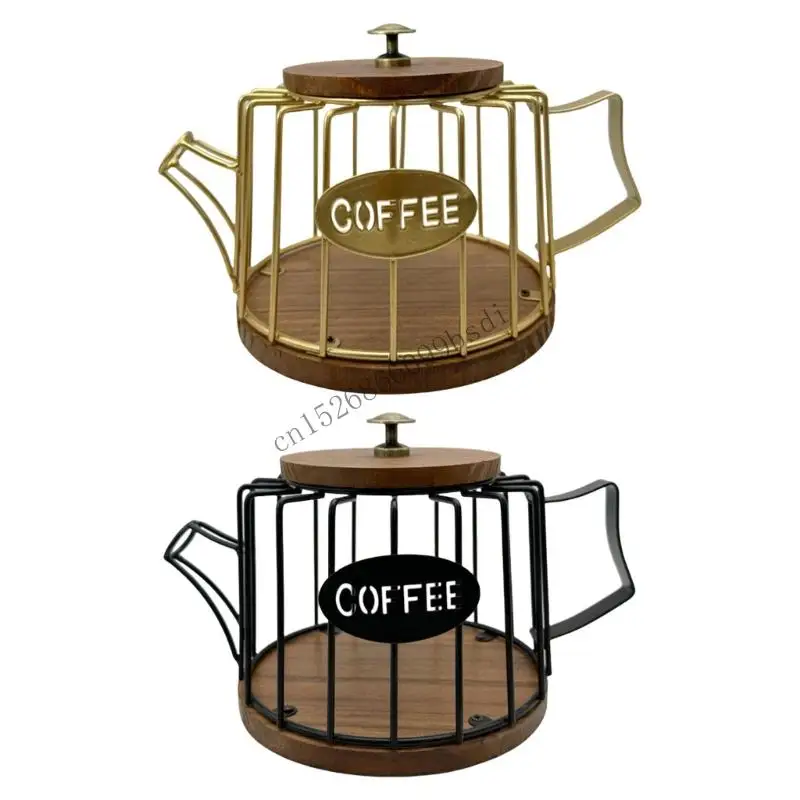 

11UA просторные капсулы Coffee Железный держатель деревянный базовый кухонный столешница