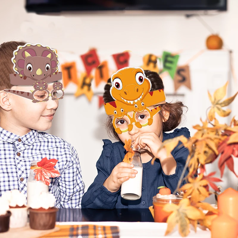 سيوان ديناصور نظارات عيد ميلاد قبعة المنزل الطرف الديكور الغابة سفاري دينو زينة حفلات عيد ميلاد الاطفال سعيد لوازم