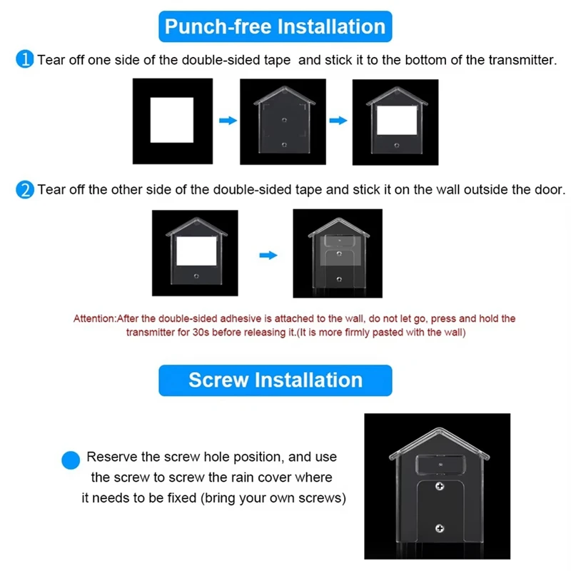 2025 Trend Waterproof Cover For Wireless Doorbell Transparent Plastic Doorbell Rainproof Cover Home Door Bell Button Rain Protec