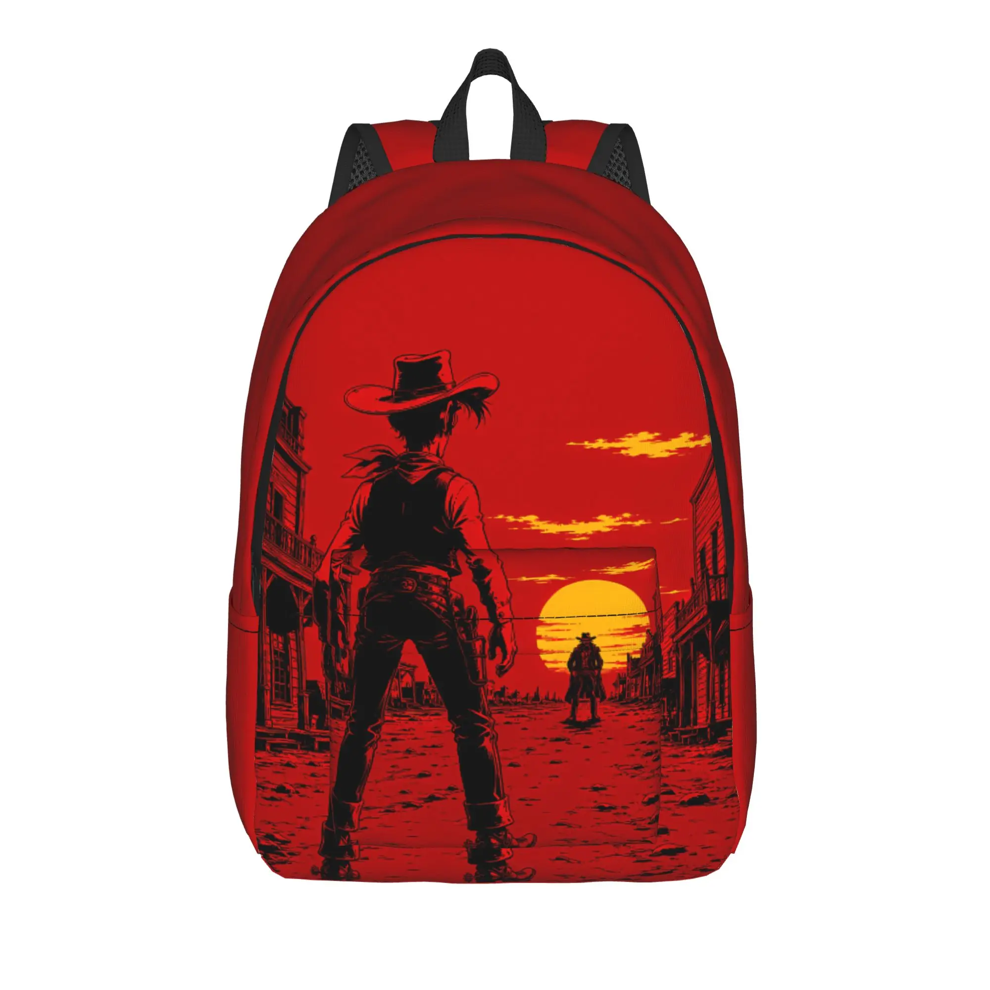 Retro Lucky Luke Comic Cover Backpack  Teen Polyester Travel Backpacks Pattern Novelty High School Bags Rucksack