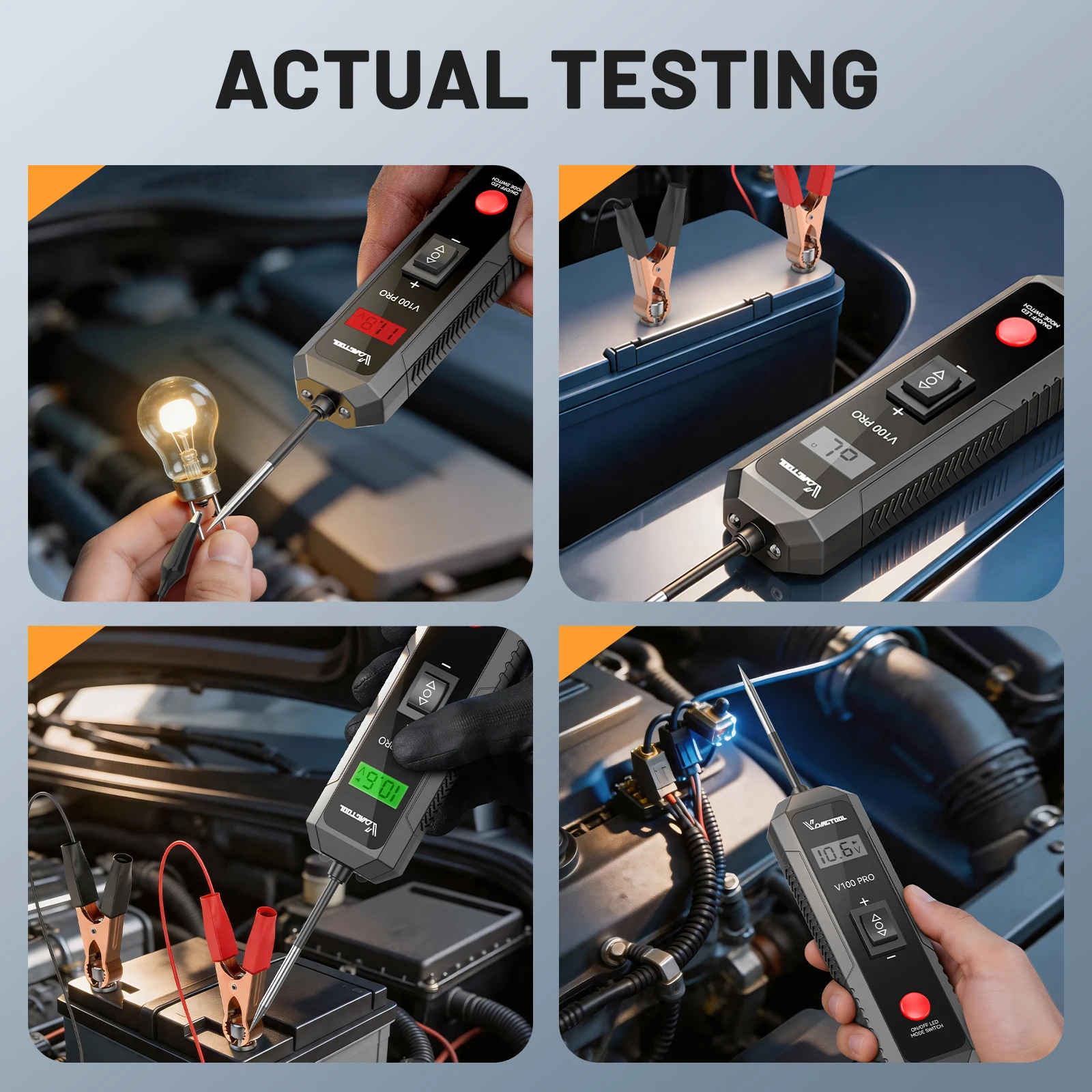 VDIAGTOOL V100PRO Automotive Circuit Tester Digital Voltage Power Circuit Probe Kit Electrical System 24V 12V Automotive Voltage