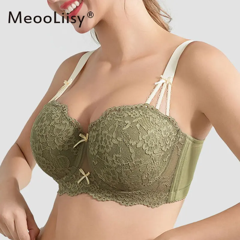 

MeooLiisy Large Size Push UP Bras for Women Underwire Thin Cup Minimizer Lingerie Full Coverage Brassiere Underwear