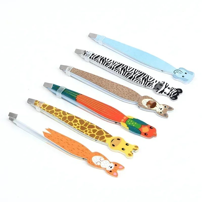 Cartoon Animals Eyebrow Tweezer Colorful Hair Beauty Fine Hairs Puller Stainless Steel Makeup  Eye Brow Clips Removal Tools