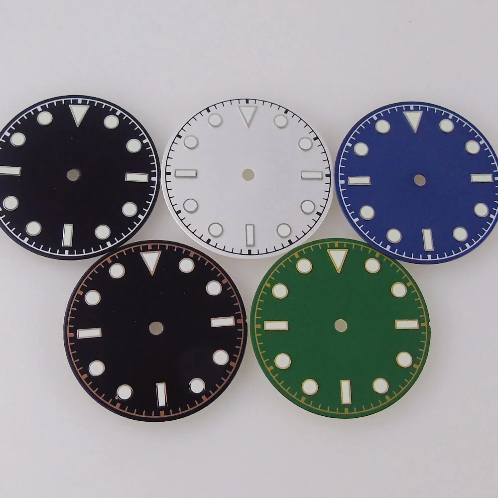 

29mm Watch Dial Face Luminous Blue Black White Green Fit NH35 NH36 NH38 PT5000 Movement Men Watch Accessories Parts