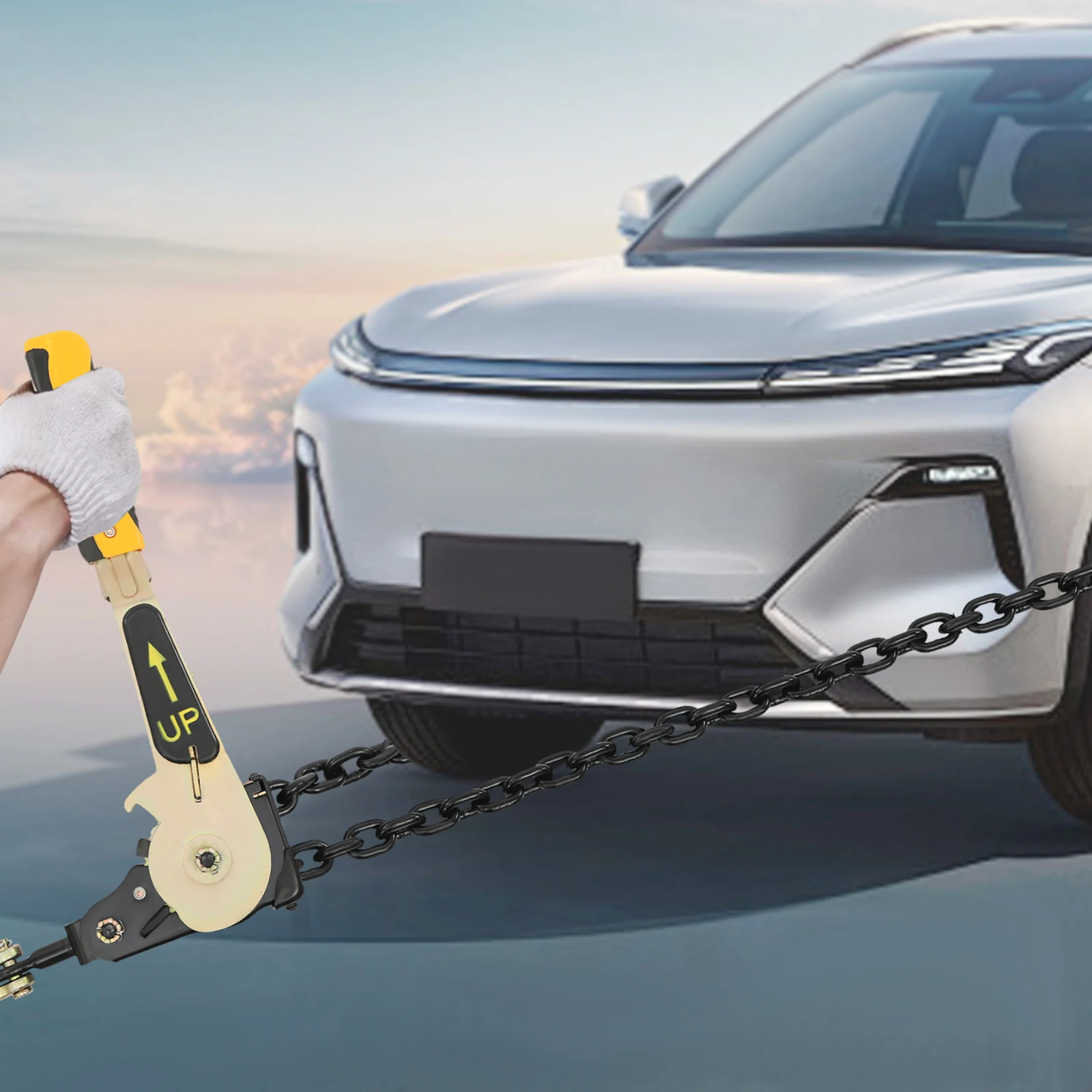 6600 lbs Ratcheting Chain Load Binder, 3/8-1/2in Heavy Duty Tie Down Ratchet Load Binder for Logging, Strapping, Hauling Freight