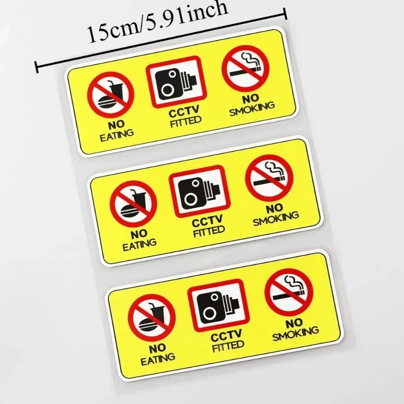 Security Camera Warning Sticker 3PCS 2D Flat Matte Vinyl Decal Waterproof UV Resistant Removable for Taxi Van Window Glass Decor