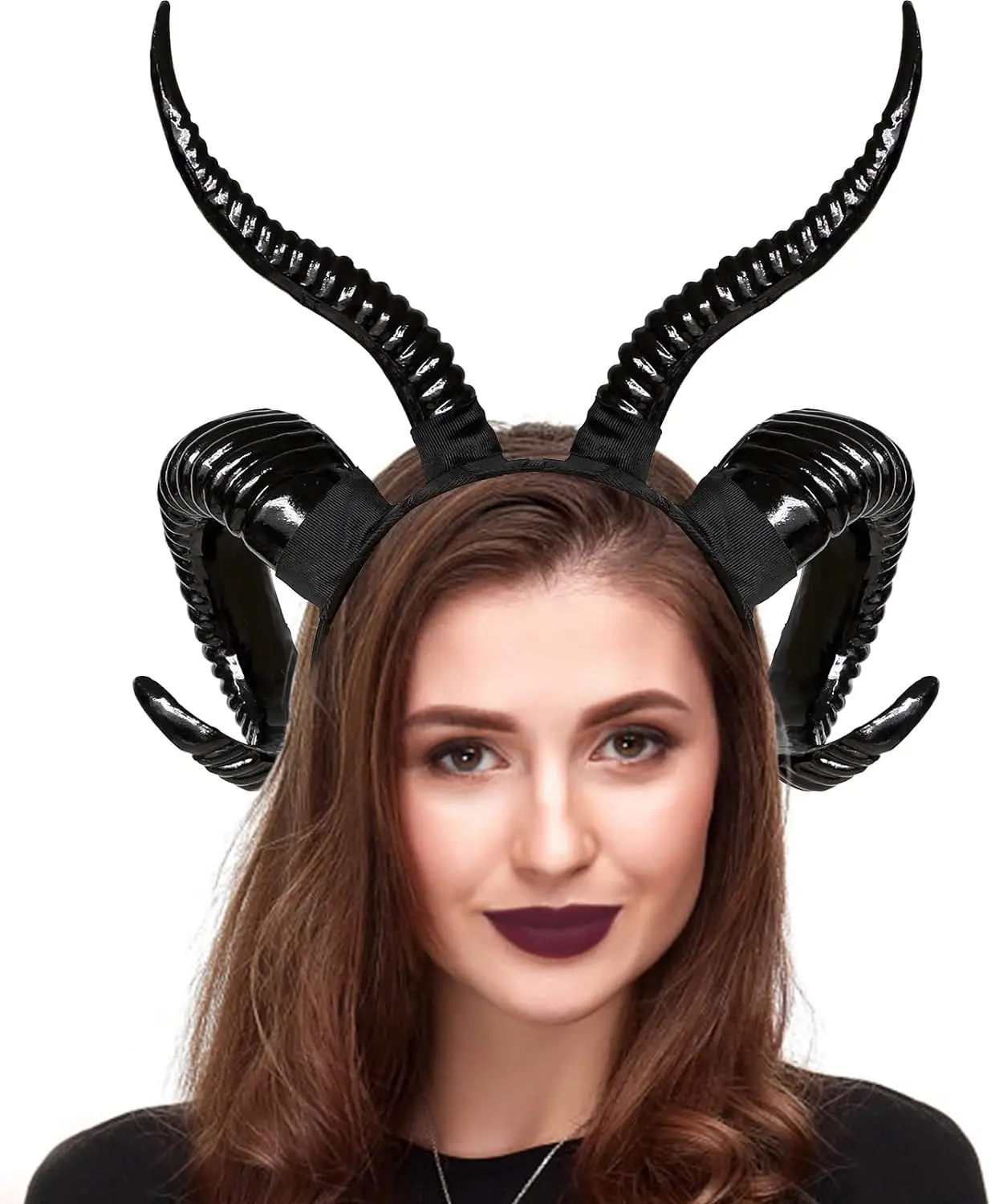 Devil Horns Headband, Black Devil Horns Black Horns Maleficent Horns Headband for Halloween Costume Cosplay