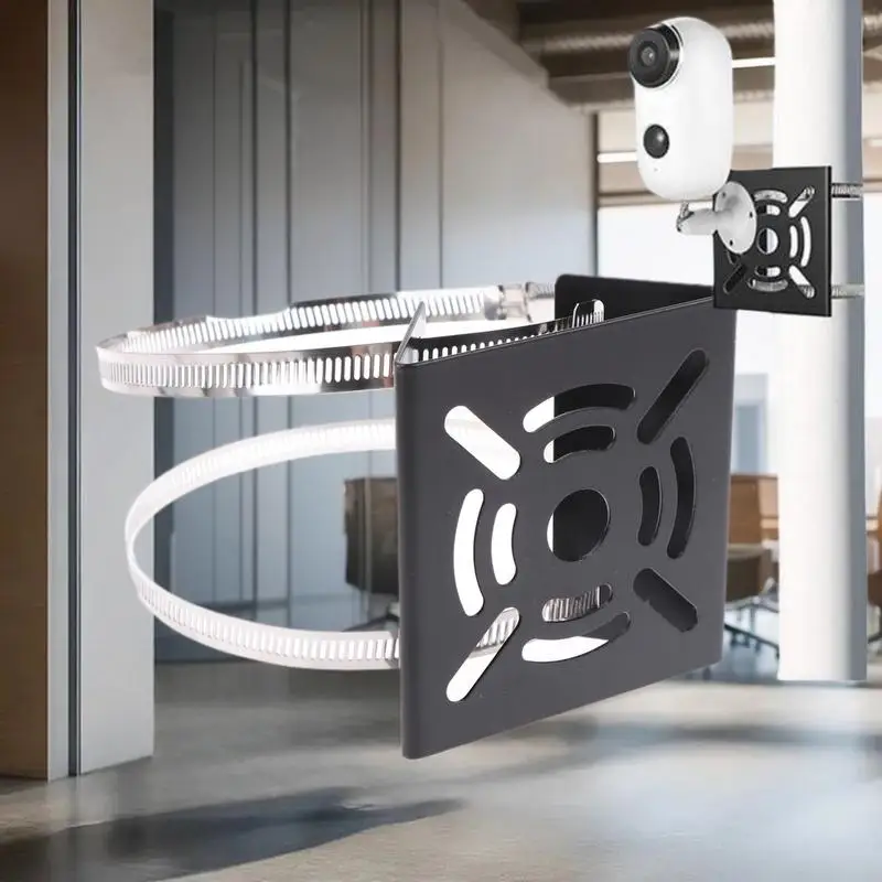 1 Set Universal Joint Pole Column Holding Monitoring Bracket Camcorder Back Stand Iron Hoop Plate Street Light Pole Mount Holder