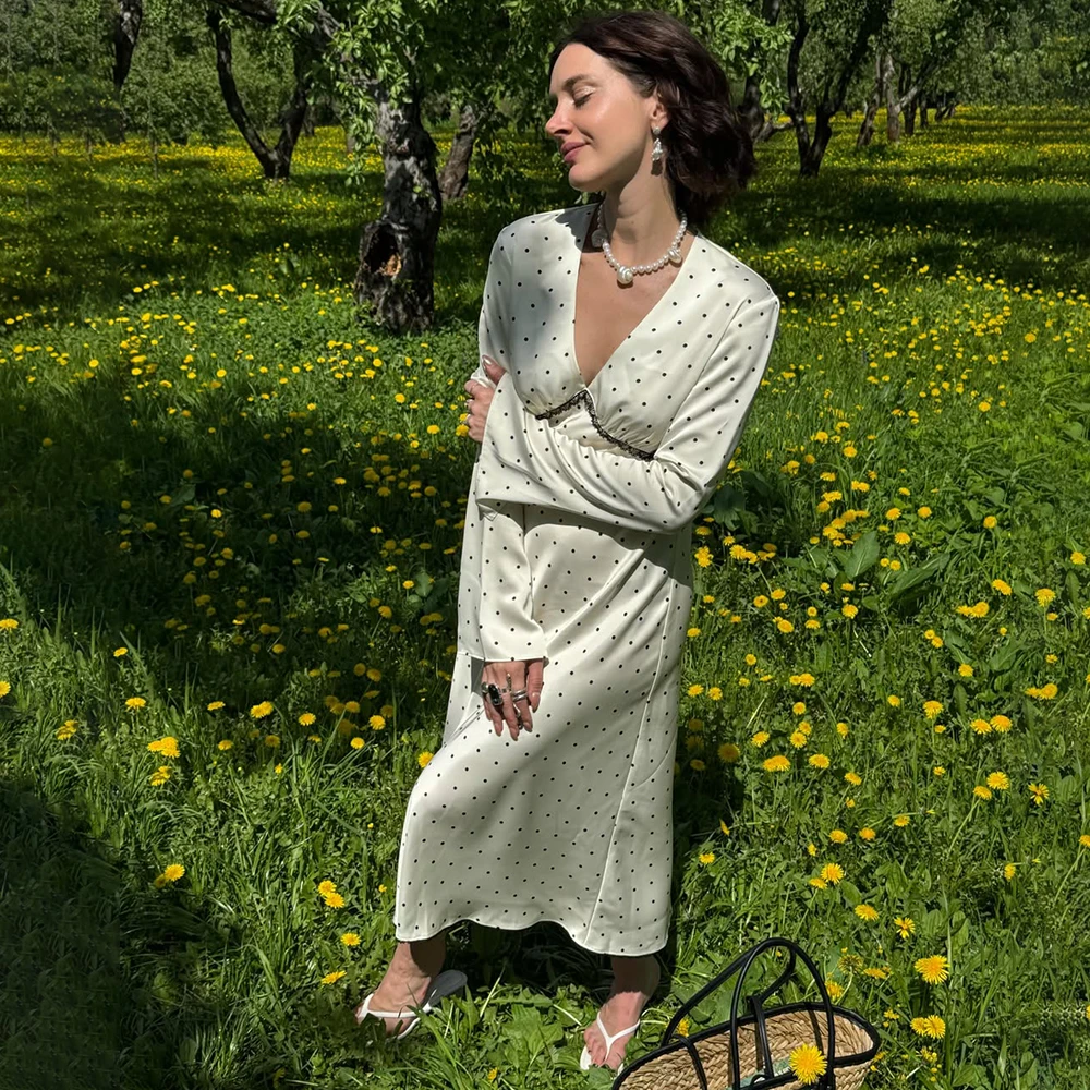 Tuularose Retro Polka Dot Maxi Dress Women Fashion Printed Lace Patchwork Dress Elegant Luxury Summer Female Party Evening Dress - Detail 1