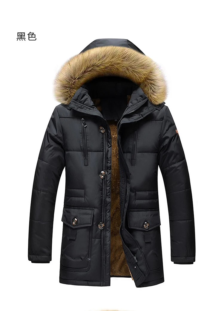 Men Winter Coat New Windproof Fleece Warm Thick Jacket Parkas Oversize Men Fashion Hooded Fur Collar Jacket Classic Casual Parka