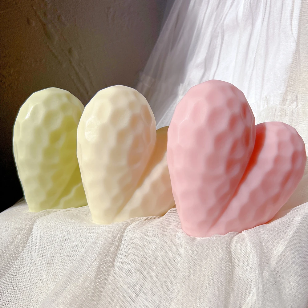 Diamond Heart Stand Shape Candles Molds Valentine Day Gifts Geometric Love Soy Wax Silicone Mould Wedding Gift Table Decoration