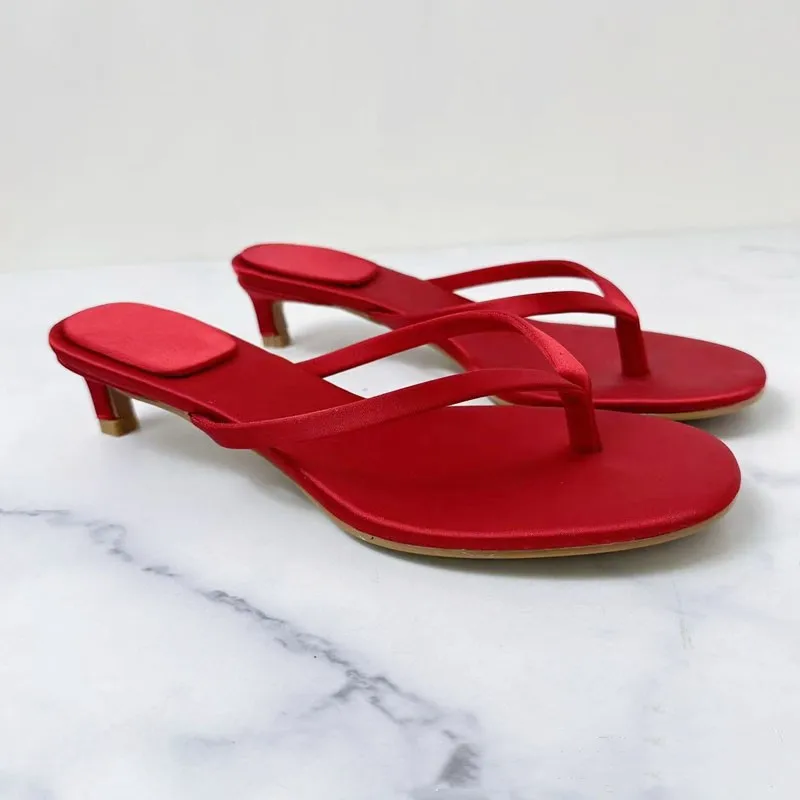 PSEEWE 2024 Leopard Print Sandals Women Sexy Clip Toe Slippers Woman Cat Heel Flip flop Summer Sandals Red Black Casual Slippers