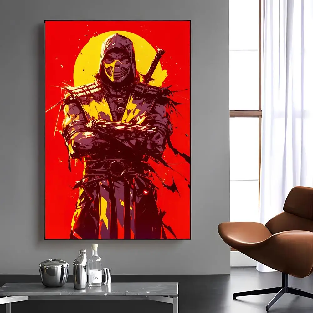 M-Mortal Kombat Painting Calligraphy Canvas Painting Art For Bathroom, Living Room Home Wall Decor Picture