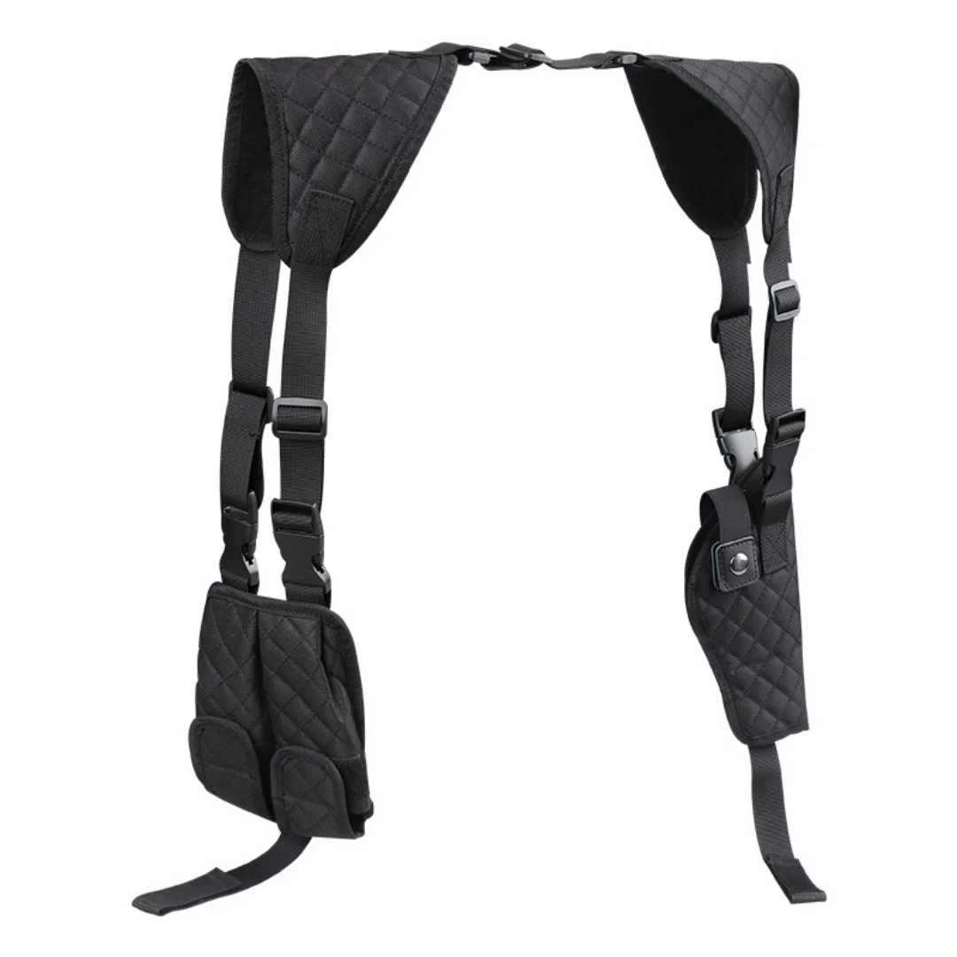Sarung Pistol Taktis Universal Luar Ruangan, Portabel, Tersembunyi di Bawah Lengan, Bahan Nilon, Tas Magasin Ganda, Sarung Pistol Tarik Cepat