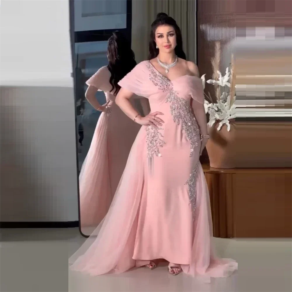 

Prom Gown Formal Evening Dress Asymmetrical Sheath Hi-Lo Length Bead Tulle Bespoke Occasion Dresses Saudi Arabia