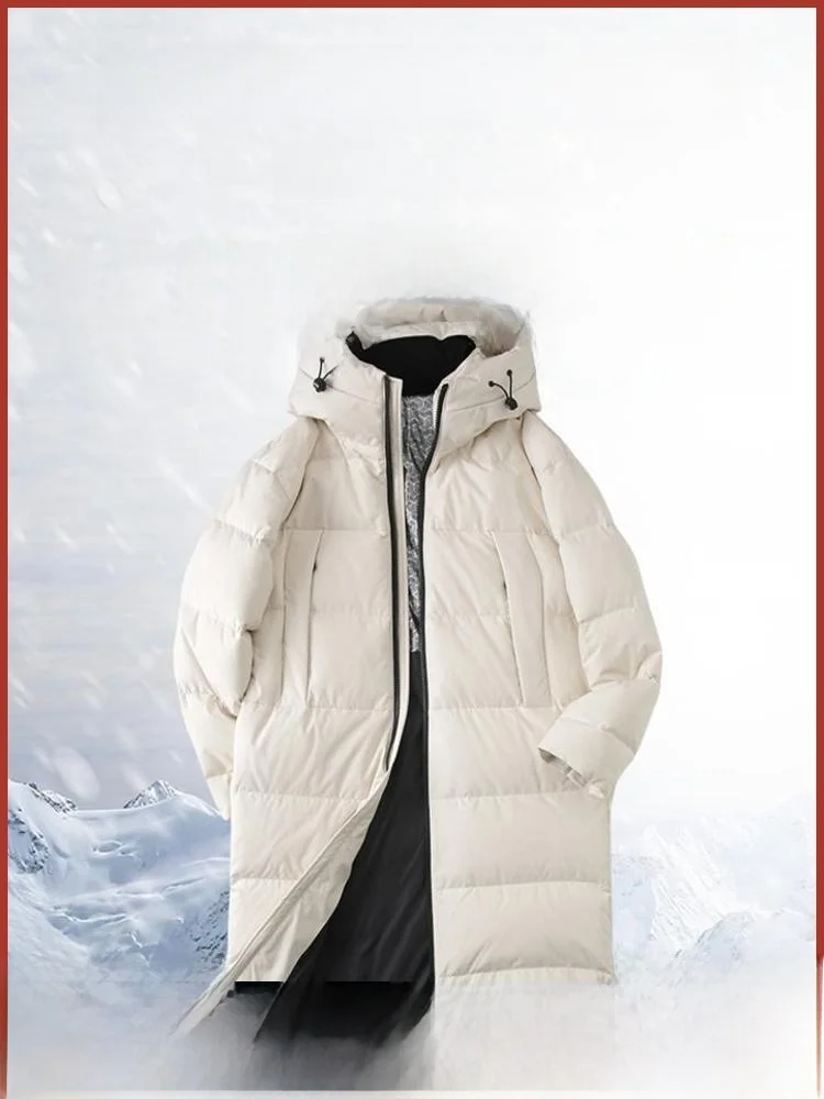 

Thiened aphene Winter Outdoor Jaet Men's Mid-Length down Jaet Youth Faion Du down Fill Modern Sle Zipper Closure