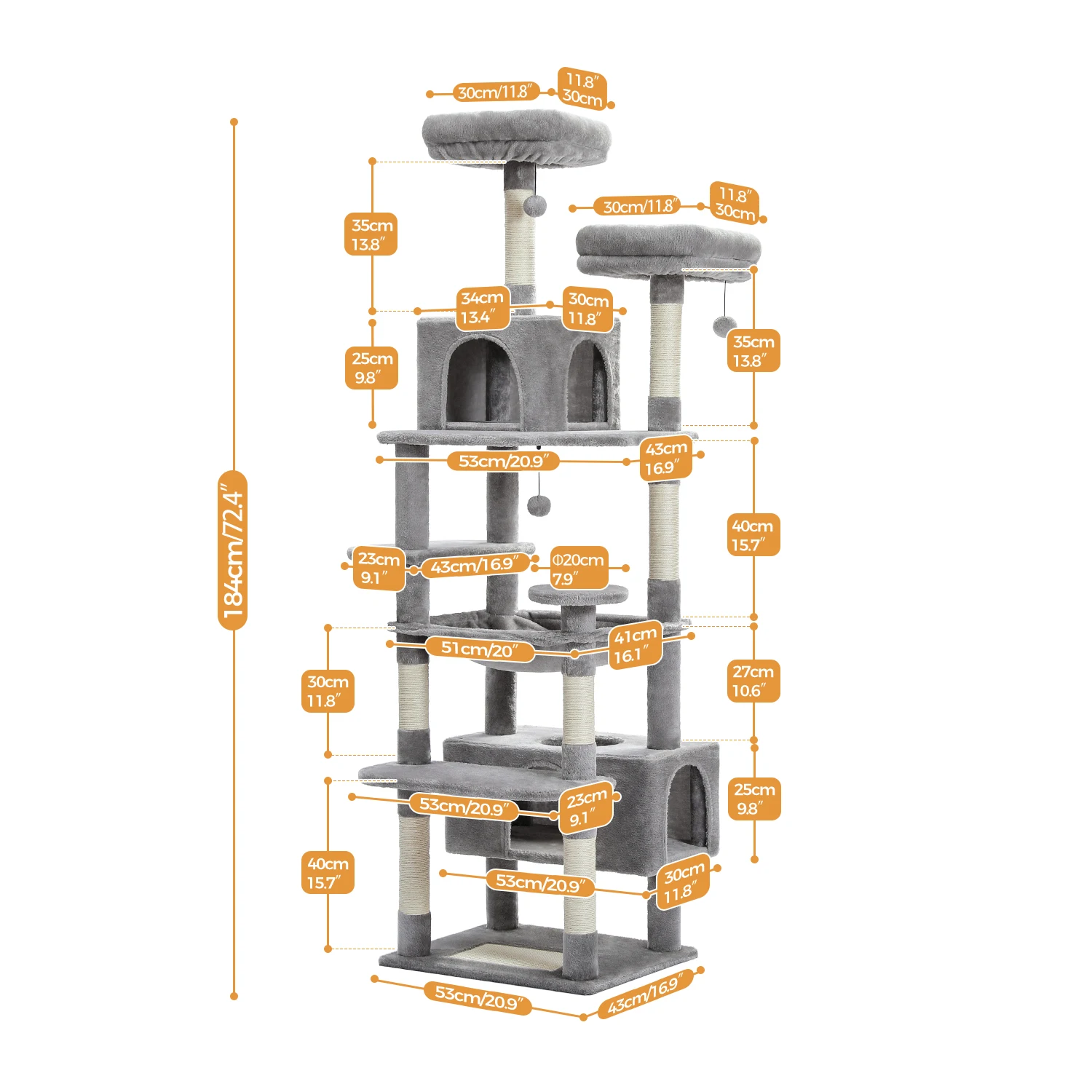 Large Cat Tree Sisal-Covered Scratching Posts 4