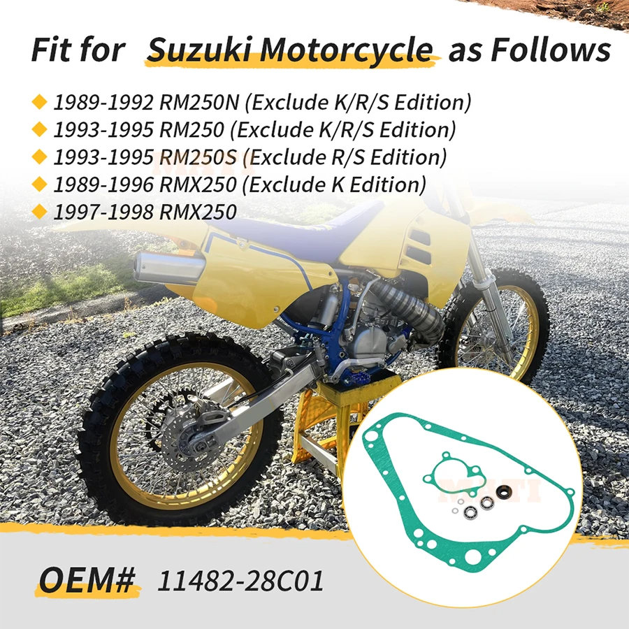 M MATI Water Pump Rebuild Kit For Suzuki RM250 1989-1995 RMX250 1989-1998 (RM250 Exclude Model K/R/S, RMX250 Exclude Model K)