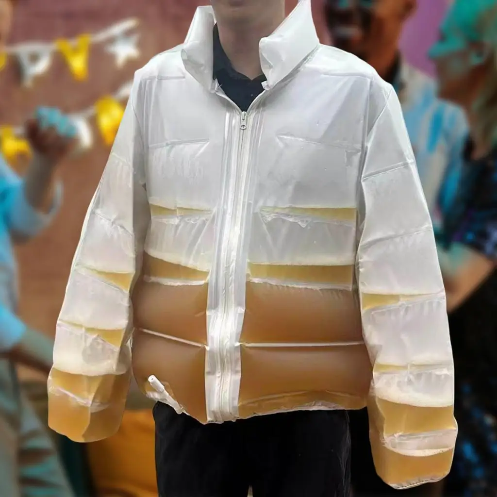 Funny Beer-Drinking Leakproof Jacket Hilarious Gag Gift for Pools Parties Festivals Carnivals - Beer-Filled Jacket