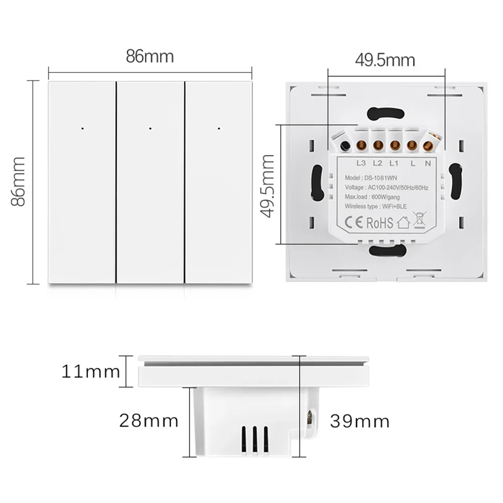 WiFi Smart Wall Light Switch 220V pulsante Smart Life Tuya App telecomando funziona con Alexa Google Home ha bisogno di filo neutro