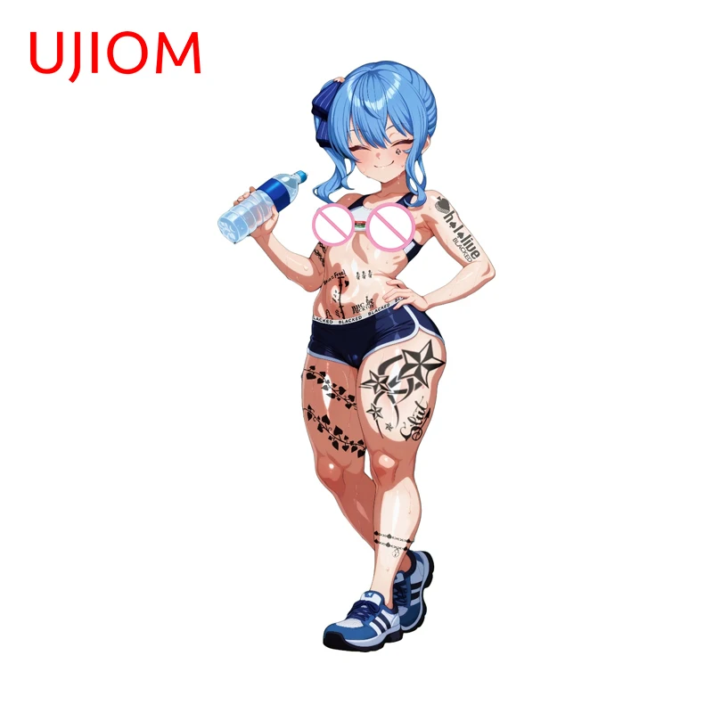 UJIOM مغرية Hoshimachi Suisei الوشم فتاة الجدار ملصق رائعتين الدائمة الموقف خدش بولي كلوريد الفينيل ملصق مائي خزانة Vestibulec #1