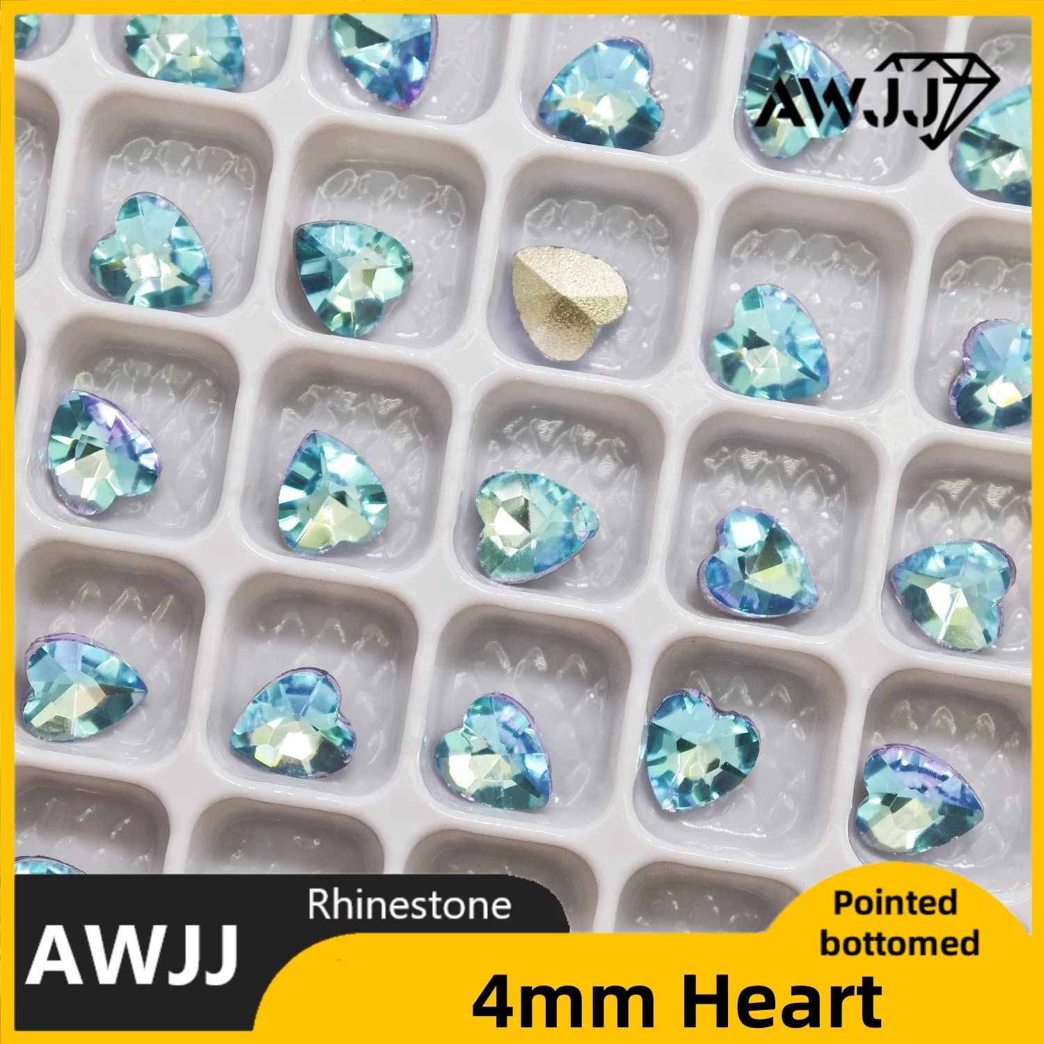 สีทั้งหมด 4 มม.มินิรูปหัวใจคริสตัลเพชรชี้ Bottomed อัญมณีใช้สําหรับต่างหูสร้อยคอเครื่องประดับเล็บอุปกรณ์เสริม