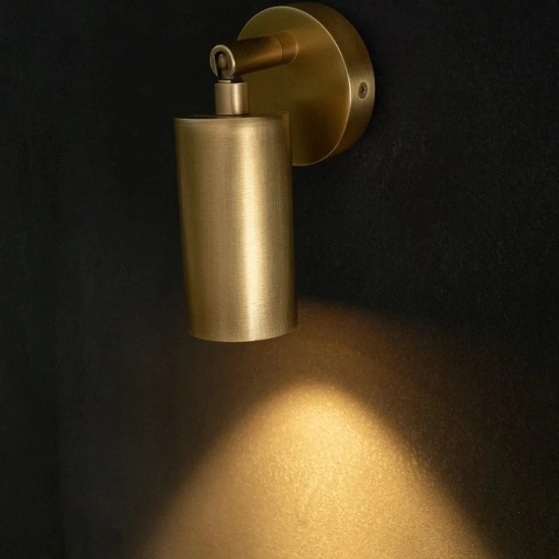Nordic Pure Copper lamp rocker arm wall light mini rotary adjustable Angle bedroom bedside lamp LED Home Decor Lighting GU10