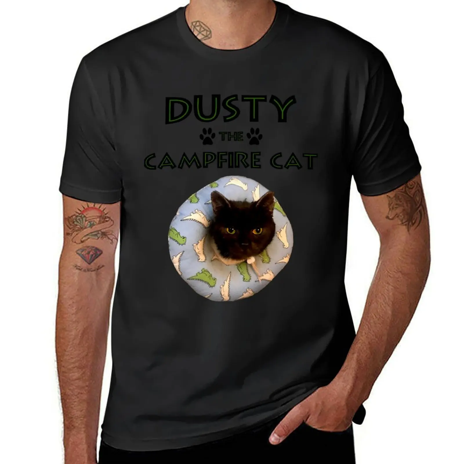 Dusty The Campfire Cat T-Shirt sports fans cute clothes mens graphic t-shirts hip hop