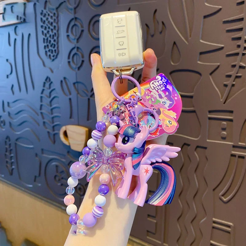 ลิตเติ้ลโพนี่ เรนโบว์แดช พิ้งกี้พายพวงกุญแจลูกปัดโลหะโซ่ลิงค์กระเป๋าเป้สะพายหลังเสน่ห์น่ารักอะนิเมะโรงเรียนของขวัญ