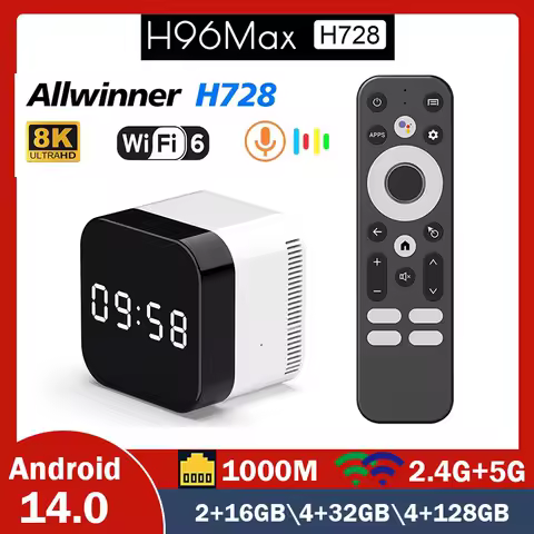 NEW H96 MAX H728 TV Box Android 14 8K 4K@60fps 1000M/LAN Wifi6 BT 4G 32G 128G Google Voice Assistant Media Player Set Top Box