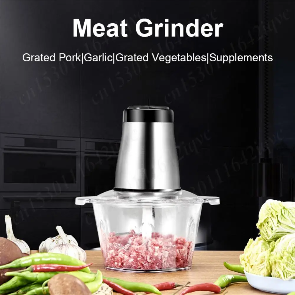 Electric Meat Grinder Food Chopper with Bi-Level Blades Vegetable Fruit Cutter Large Capacity 2 Gear for Meat Nuts Onion Garlic