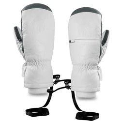 Luvas de esqui de couro para homens e mulheres, luvas impermeáveis de snowboard, luvas à prova de vento, esporte ao ar livre, inverno