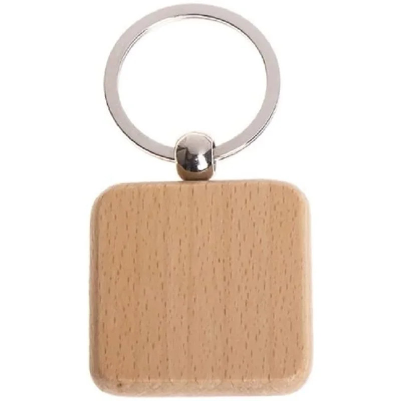 

ABAH-200Pcs DIY Blank Wooden Keychain Square Carved Key Ring Wooden Key Ring 40 X 40 Mm