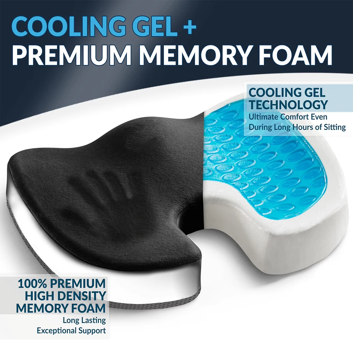 Gel Enhanced Seat Cushion - Office Chair Cushion - Non Slip Gel and Memory Foam Tailbone Cushion for Tailbone Pain - Desk Chair