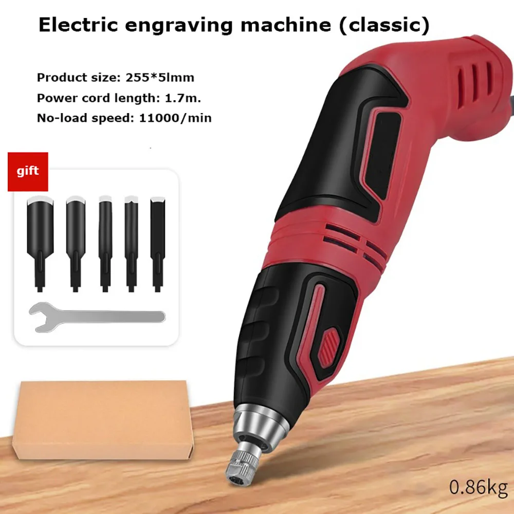Electric Carving Knife Chisel Set with 5pc Blades 11000/min Wood Carving Pen Carpenter Power Graving Chisel Root Carve Tools